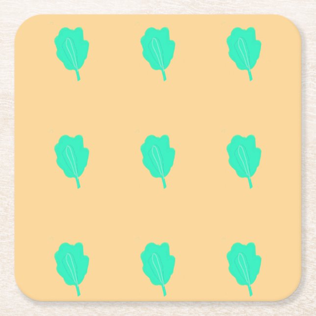 Eterdistant turkos löv mönster underlägg papper kvadrat (Framsidan)