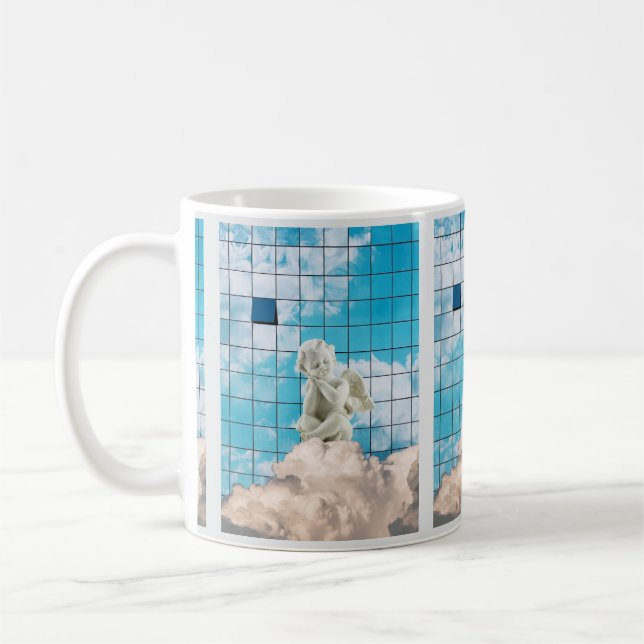 Etéreo Azul Onírico Anjo-Reflexo Montagem Kaffemugg (Vänster)