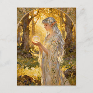 Eterisk älva i Art Nouveau-stil Vykort