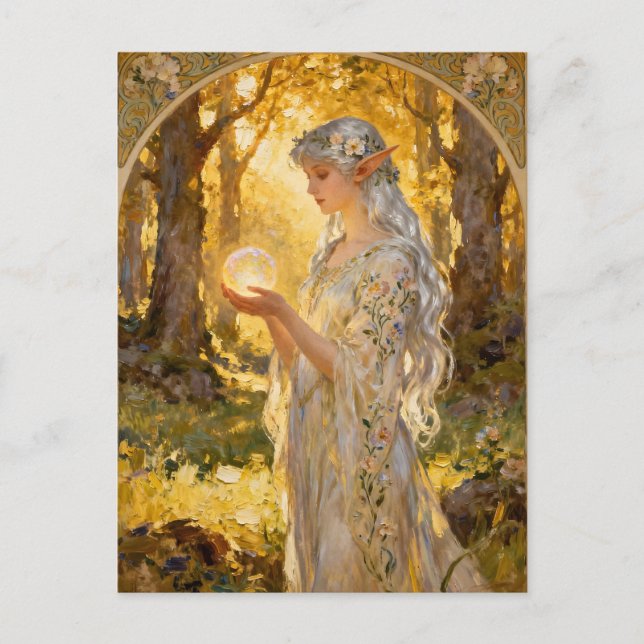 Eterisk älva i Art Nouveau-stil Vykort (Framsida)