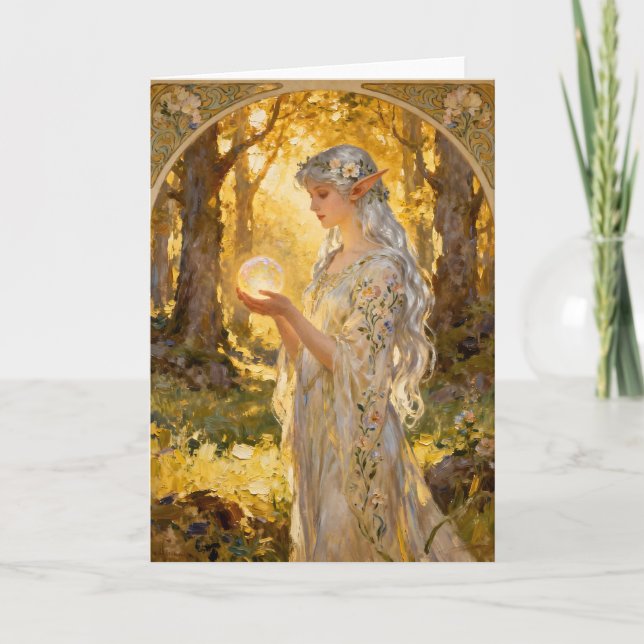 Eterisk älvdamo i Art Nouveau-stil Kort (Framsida)