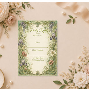 Eterisk Art Nouveau Trädgårdsromantik Bröllop OSA Kort