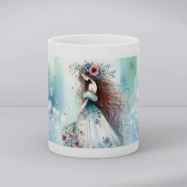 Eterisk blomfairia i akvarelldrömlandskap kaffemugg