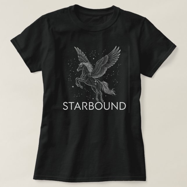Eterisk Celestial Pegasus - "Stjärnbundet" Kosmisk T Shirt (Design framsida)