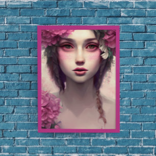 Eterisk flicka med rosa fräknar poster