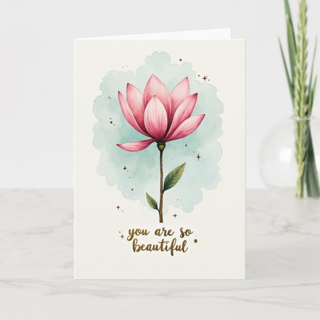 Eterisk födelsedagsblomkort kort (Framsida)