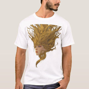 Eterisk gul gudinneporträtt grafisk t-shirt