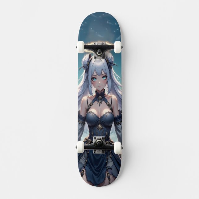 Eterisk himmelsängel animeflicka mini skateboard bräda 18,5 cm (Framsida)