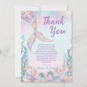 Eterisk liten sjöjungfru tjej baby shower tack kort