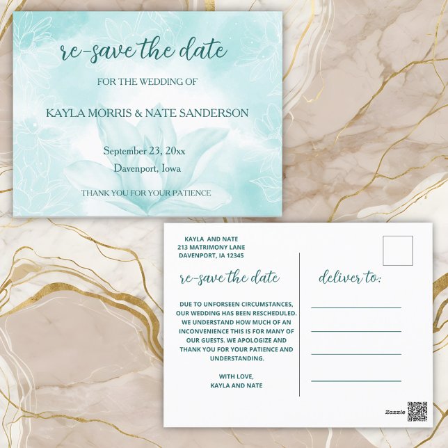 Eterisk Magnolia Blomma, Bröllop Re Spara Datum Vykort (Skapare uppladdad)