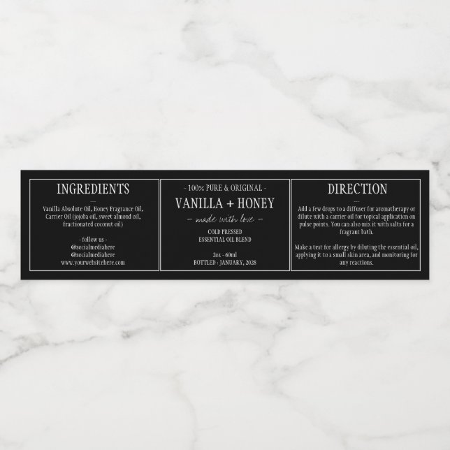 Eterisk oljeetikett vattenflaskor etikett (Singel etikett)