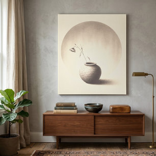 Eterisk Sepia Stilleben - Torkad Blomma i Vas Canvastryck