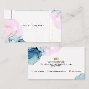 Eterisk Teal & Rosa Bläckig Glamour Modern Elegans Visitkort