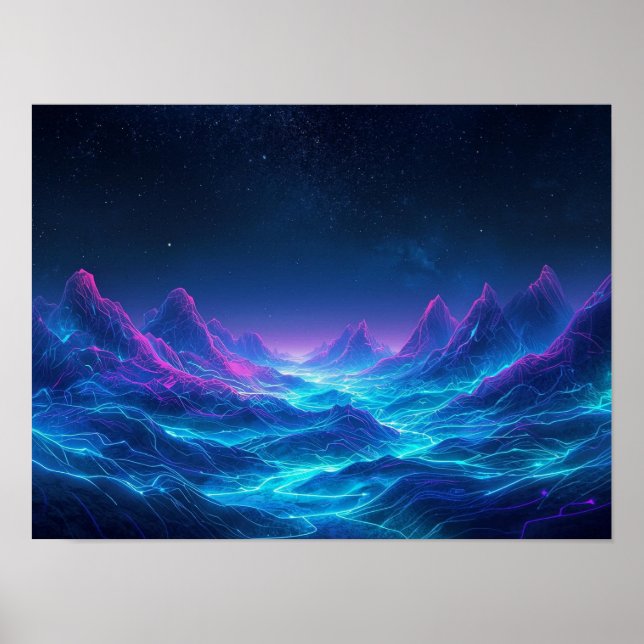 Eterisk Topografi: En Neon Synthwave-odysé Poster (Framsidan)