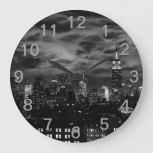 Eteriska moln: NYC-horisont, empire stateBldg-BW Stor Klocka