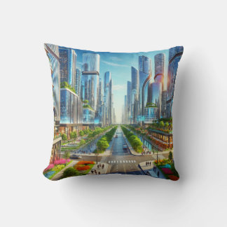 Eterity Metropolis - Futuristiska Cityscape Kudde
