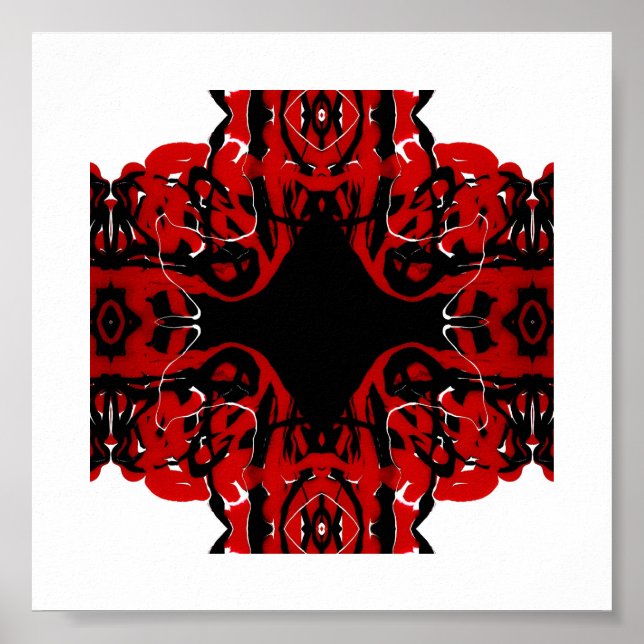 Eternal Abstract Red Black White Fluid Art Poster (Framsidan)
