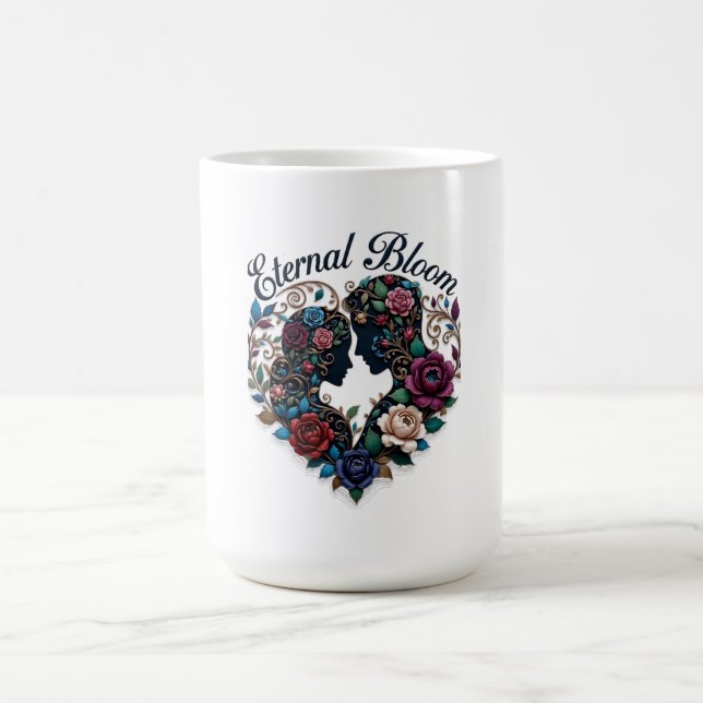 Eternal Bloom Embrace T-Shirt | Intricate Couple Kaffemugg (Center)