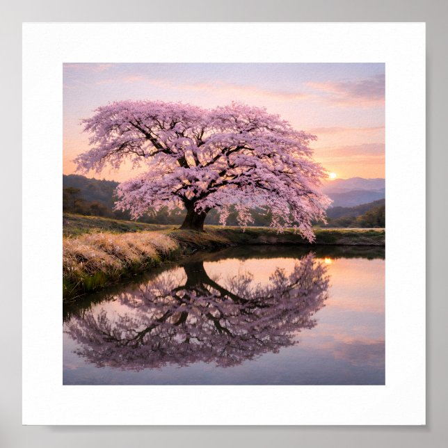 Eternal Cherry Blossom Reflection –  Art Print Poster (Framsidan)