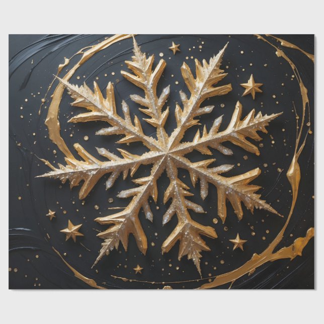 Eternal Frost – Golden Snowflake Glam Gift Wrap Presentpapper (Platt)