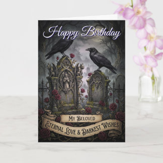 Eternal Gothic Lovers Dark Cemetery Raven Birthday Kort