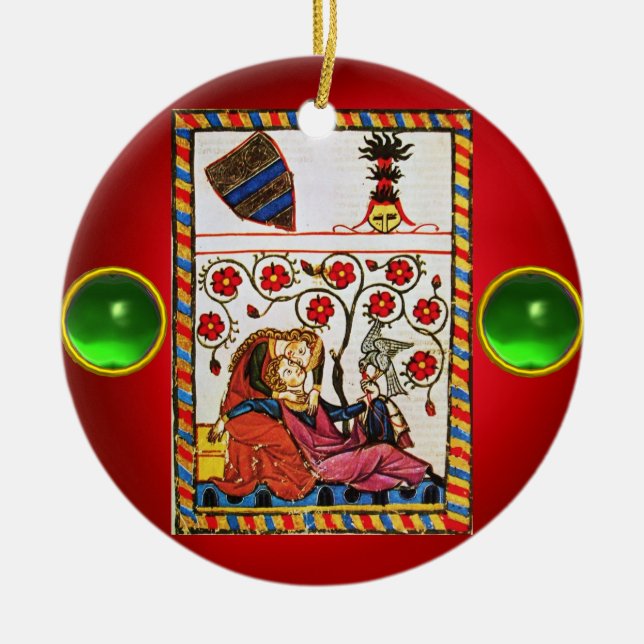 ETERNAL KÄRLEK röd grönt gem Julgransprydnad Keramik (Framsidan)