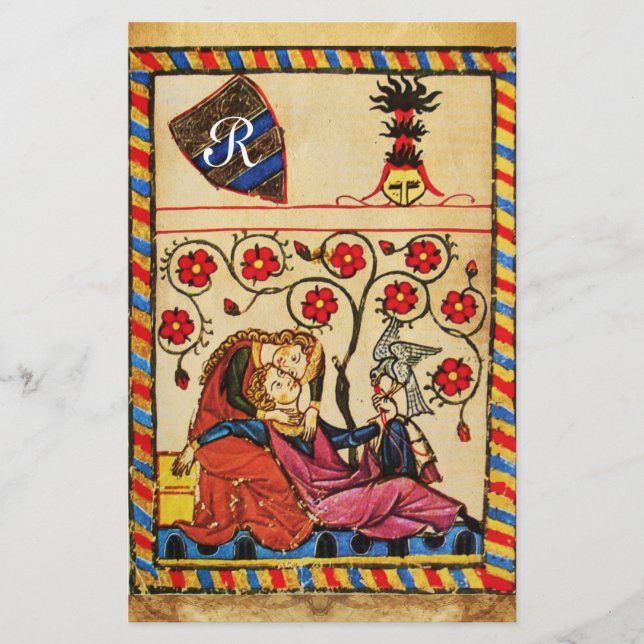 ETERNAL KÄRLEK VALENTINS DAGSPARCHMENT MONOGRAM BREVPAPPER (Framsida)