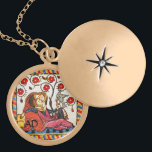 ETERNAL KÄRLEK VALENTINS DAGSPARCHMENT MONOGRAM GULDPLÄTERAT HALSBAND<br><div class="desc">Colorful expressive antique bra art. Medieval Heraldic German miniature från 1 200 romantiska älskare i en blomsterträdgård med vit fågel, blandad med gamla bruna parchment-effekter i åldrasen.Enkel att anpassa som bröllop-ceremoni, nuptial-anslagskort, platskort, spara-till-datum, tackkort, möhippor, romantiska förlovningar, helgdagar, Alla hjärtdagar Det är din dag, eller vad som helst du vill!...</div>