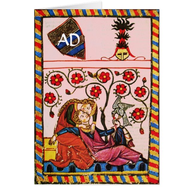 ETERNAL KÄRLEK VALENTINS DAGSPARCHMENT MONOGRAM HÄLSNINGSKORT (Framsidan)