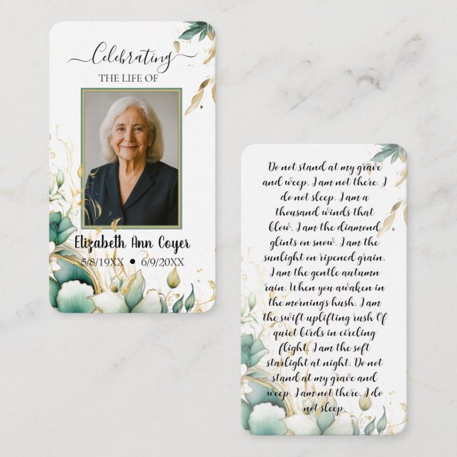 Eternal Light – Customizable Memorial Prayer Card  Anteckningskort (Fram/baksida)