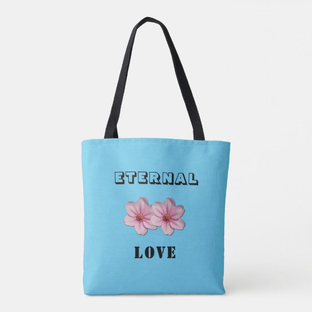 Eternal Love Cherry Blossom Tote Bag Tygkasse (Baksida)