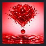 Eternal Love Liquid Rose Couple Art Poster<br><div class="desc">Capture the essence of romance with this stunning, high-velocity liquid masterpiece. A silhouette of a couple in a passionate embrace emerges from the center of a vibrant red rose, sculpted from a crystalline splash. Suspended above deep, concentric ripples, every droplet is rendered with hyper-realistic detail. This surreal "Liquid Alchemy" design...</div>