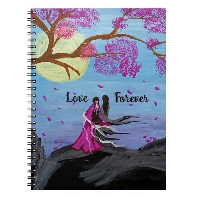 Eternal love under cherry blossom spiral notebook anteckningsbok (Framsidan)