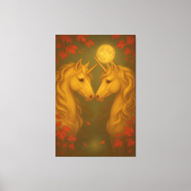 Eternal Moonlit Unicorns – Fine Art Romantic Fanta Canvastryck (Framsida)