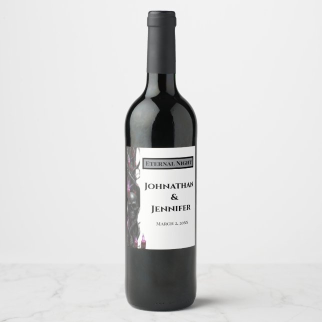 Eternal Night Gothic Vampire Wedding Dark Romance Vinflaska Etikett (Framsida)