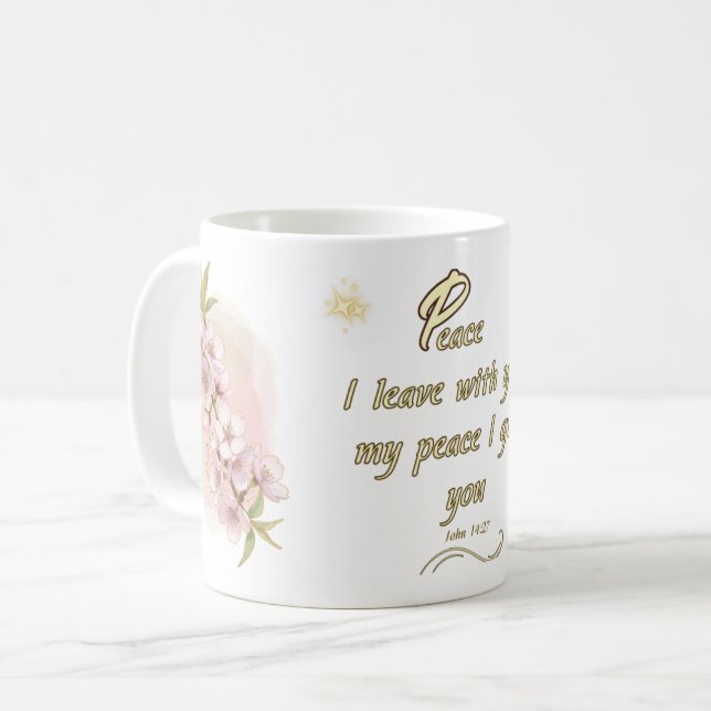 Eternal Peace Mug: 'John 14:27' Bible Verse Design Kaffemugg (Framsida vänster)