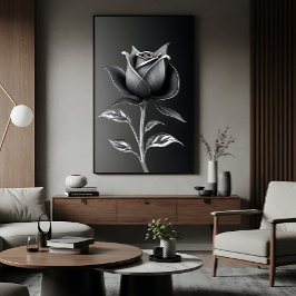 Eternal Silver Rose Canvastryck