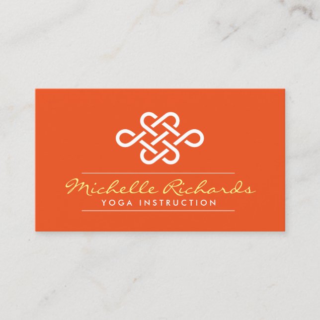 Eternity Knot Yoga Teacher, Life Coach Orange Visitkort (Framsida)