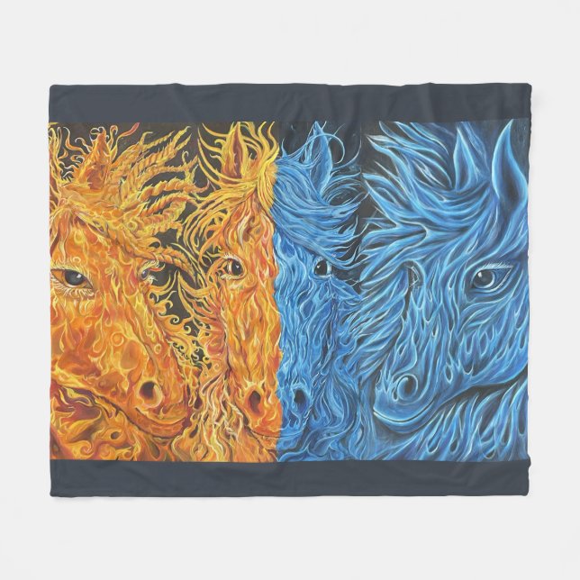 Eternt Equilibrium- Horses- Twin Flame Fleecefilt (Framsidan (Horisontell))