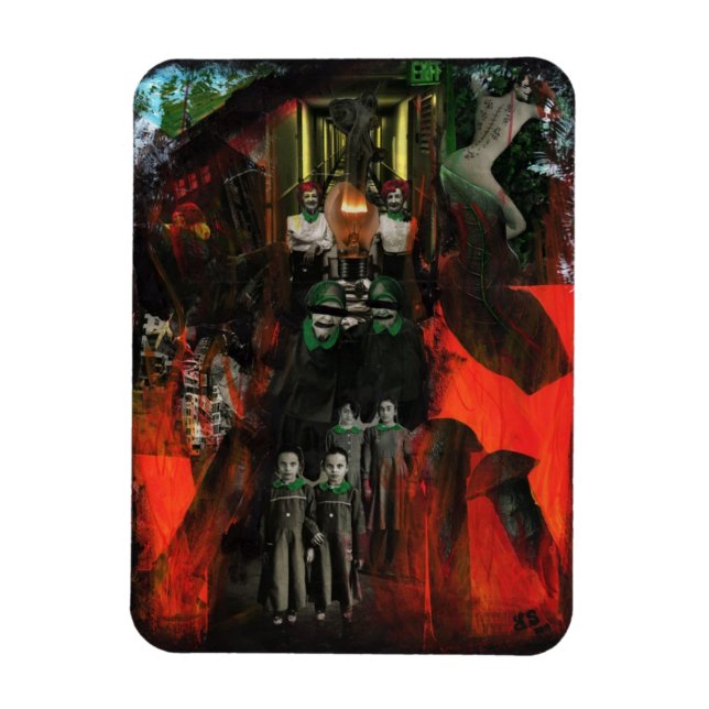 Eternt Flame Surreal Goth Mixed Media Collage Art Magnet (Vertikal)