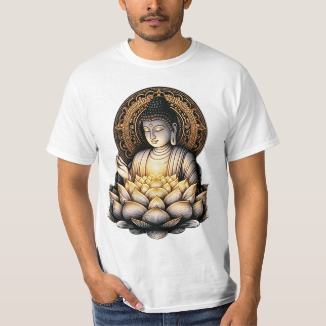 "Eternt Grace: Buddha med Helig Lotus" T Shirt (Framsida)