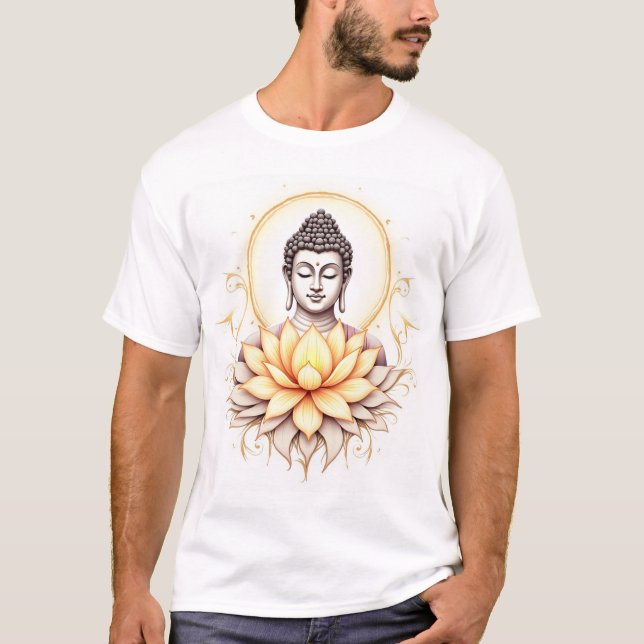 "Eternt Grace: Buddha med Helig Lotus" T Shirt (Framsida)