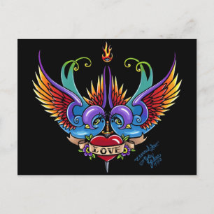 Eternt Kärlek Rainbow Sväljer Tattovykort Vykort