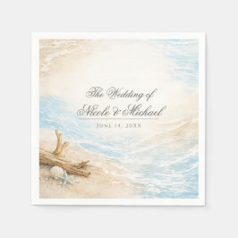 Eterntal Tides Coastal Watercolor Beach Wedding Pappersservett