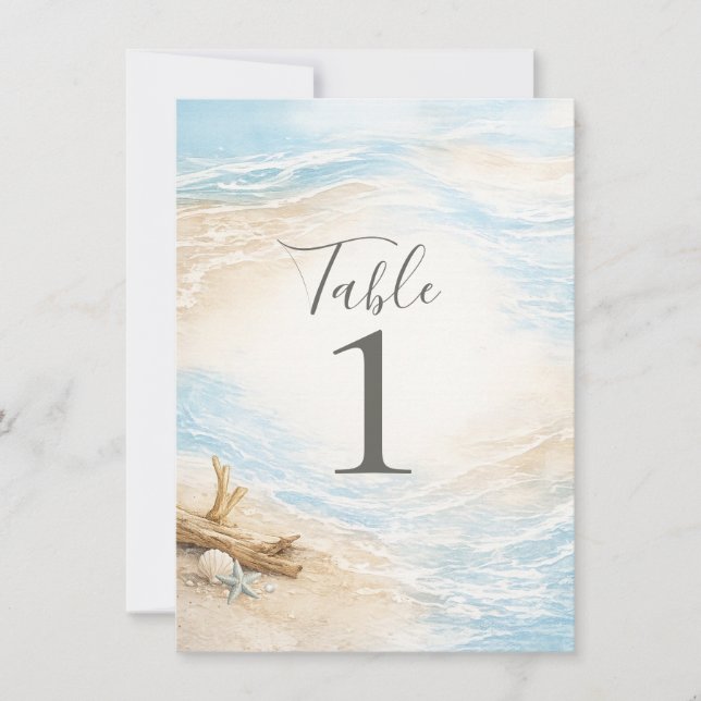 Eterntal Tides Coastal Watercolor Table Number Inbjudningar (Framsida)