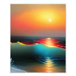 Eterska oceanen och Sunset AI Art Fototryck