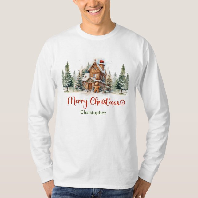 Etert vattenfärgskonstruktion för gingerbröd t shirt (Framsida)