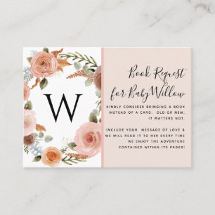 Etethy Rosa Peach Blommigt Baby Shower Bokar Visitkort