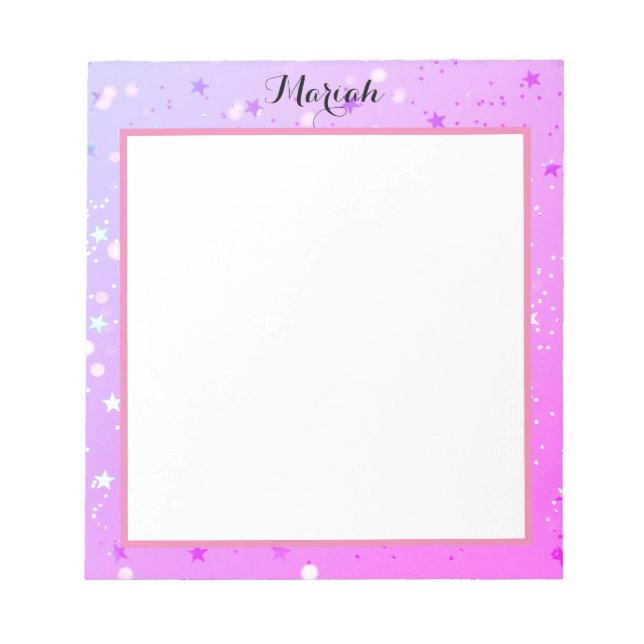 Etetisk, efemär rosa anteckningsblock (Framsida)