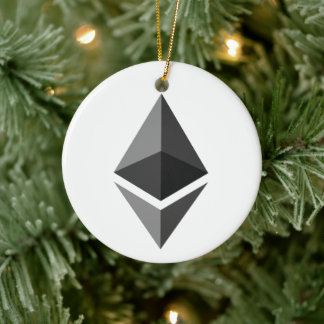 ETH (Cryptocurrency Blockchain Logotyp) Julgransprydnad Keramik